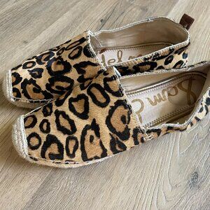 Sam Edelman Tan & Brown Leopard Khloe Espadrille Flats, Size 8.5 (US) 38.5 (EUR)